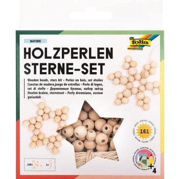 folia sada drevených korálok HVIEZDY...