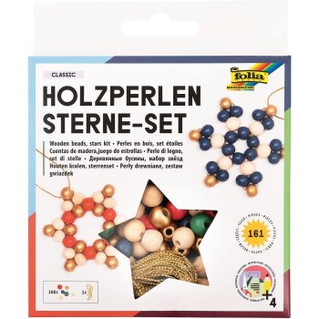 folia Holzperlen Sterne-Set CLASSIC, 161-teilig