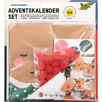 folia Adventskalender-Set RED NOSE REINDEER, 216-teilig