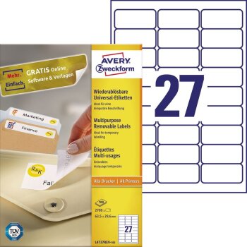 AVERY Zweckform Universal-Etiketten, 63,5 x 29,6 mm,...