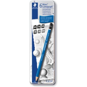 STAEDTLER Mars Lumograph ceruzky, 6-dielne kovové...