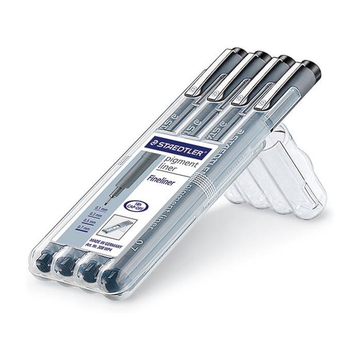 STAEDTLER pigment liner - čierny - 4 ks