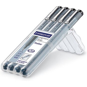STAEDTLER pigment liner - čierny - 4 ks