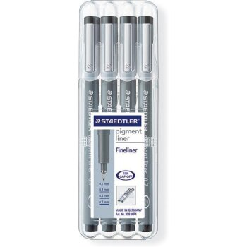 STAEDTLER pigment liner - čierny - 4 ks