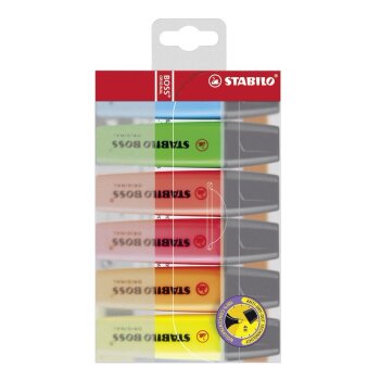 Textmarker - STABILO BOSS ORIGINAL - 6er Pack - mit 6...