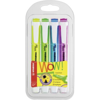 Textmarker - STABILO swing cool - 4er Pack - gelb,...