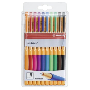 Tintenroller - STABILO pointVisco - 10er Pack - mit 10...