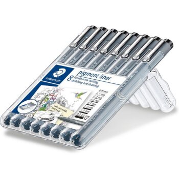 STAEDTLER pigment liner - čierny - 8 ks