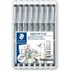 STAEDTLER pigment liner - čierny - 8 ks