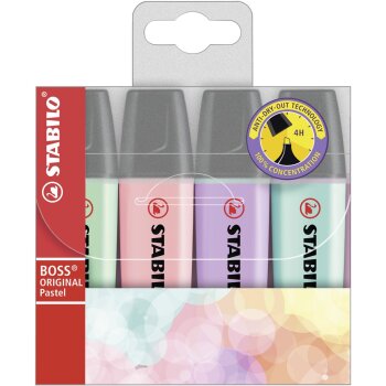 Textmarker - STABILO BOSS ORIGINAL Pastel - 4er Pack -...