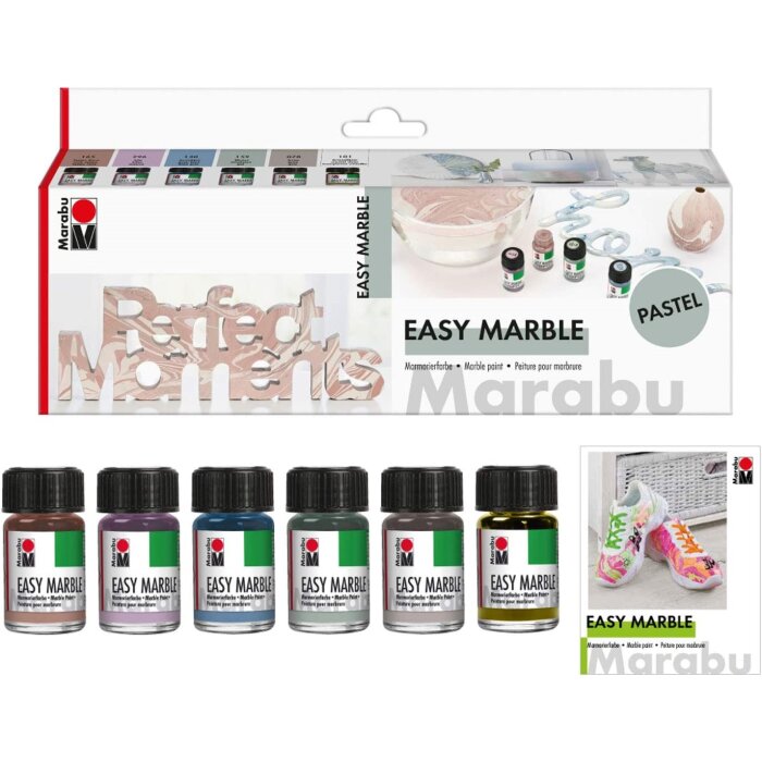 Marabu Sada mramorovacích farieb Easy Marble Pastel 6 x 15 ml