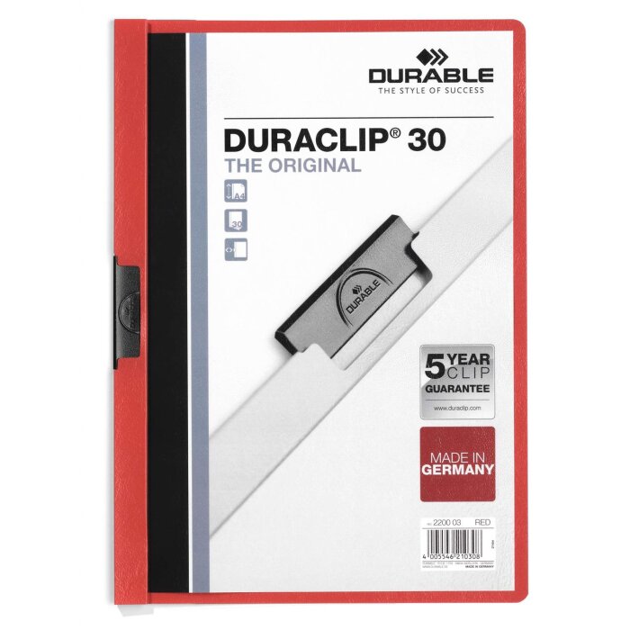 DURABLE obal s klipom DURACLIP Original 30 - A4 - červený