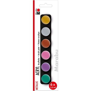 Marabu Acrylfarben-Set "METALLIC", 6 x 3,5 ml