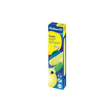 Pelikan Twist - guličkové atramentové pero Neon L+R - vymazateľný modrý atrament - vo farbe neónová žltá