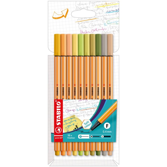Fineliner - STABILO point 88 - 10er Pack - neue Farben 2022