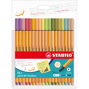Fineliner - STABILO point 88 - 18er Pack - neue Farben 2022