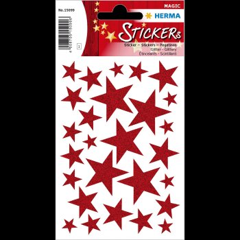 HERMA Weihnachts-Sticker MAGIC "Sterne rot",...