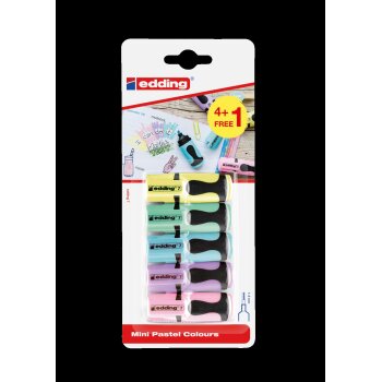 edding 7 Mini Textmarker Pastell 5er-Blister 4 + 1 Gratis