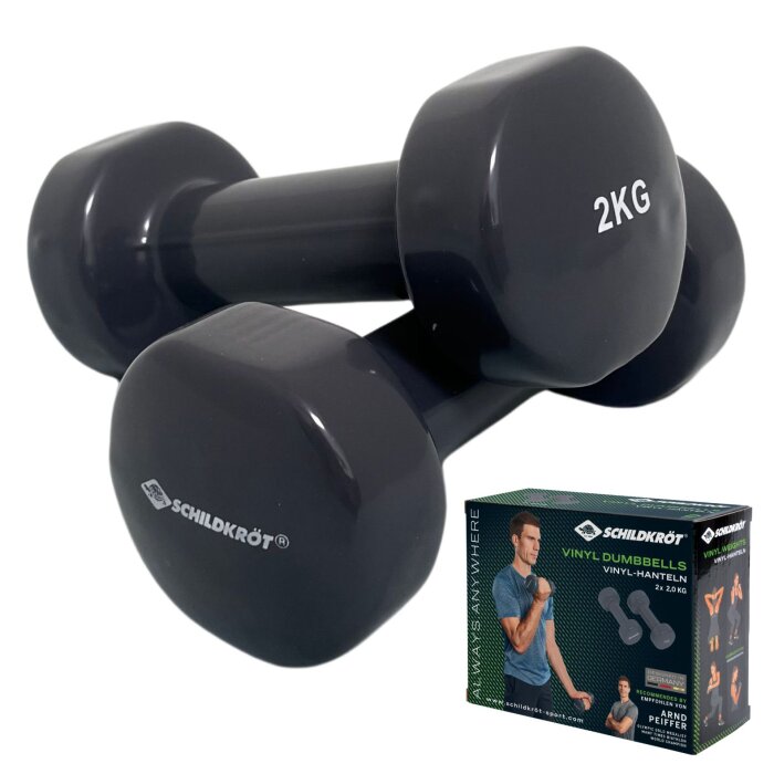 SCHILDKRÖT Vinylové činky, set 2 x 2,0 kg, antracit
