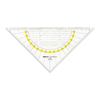ARISTO Geodreieck® geo trojuholník 1555/2 transparentný, 22,5cm s rúčkou, fazetou a atramentovými drážkami (AR1555/2)
