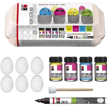 Marabu Schwarzlichtfarbe NEW YORK NEON, Set Neon Easter Box