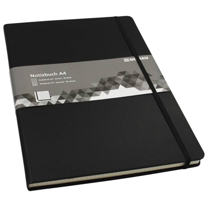 DONAU Notizbuch A4 Hardcover schwarz kariert