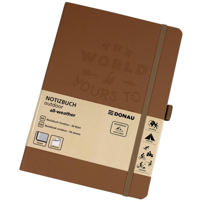 DONAU Notizbuch A5 für Outdoor Aktivitäten braun