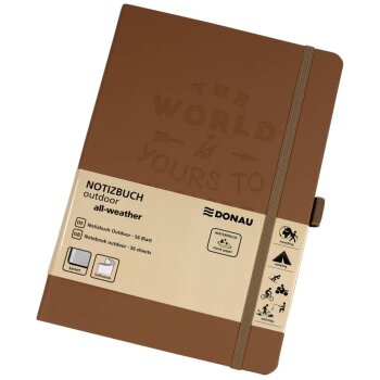 DONAU Notizbuch A5 für Outdoor Aktivitäten braun