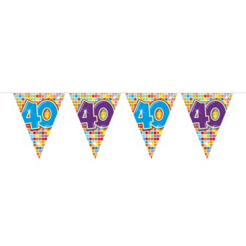 Folat 40. Geburtstag Wimpelkette Bunt - 6 Meter