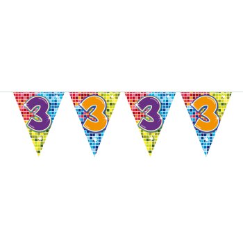 Folat 3. Geburtstag Mini-Wimpelkette Bunt - 3 Meter