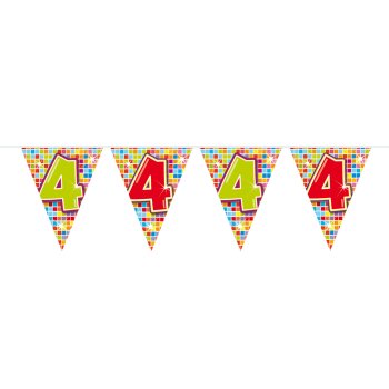 Folat 4. Geburtstag Mini-Wimpelkette Bunt - 3 Meter