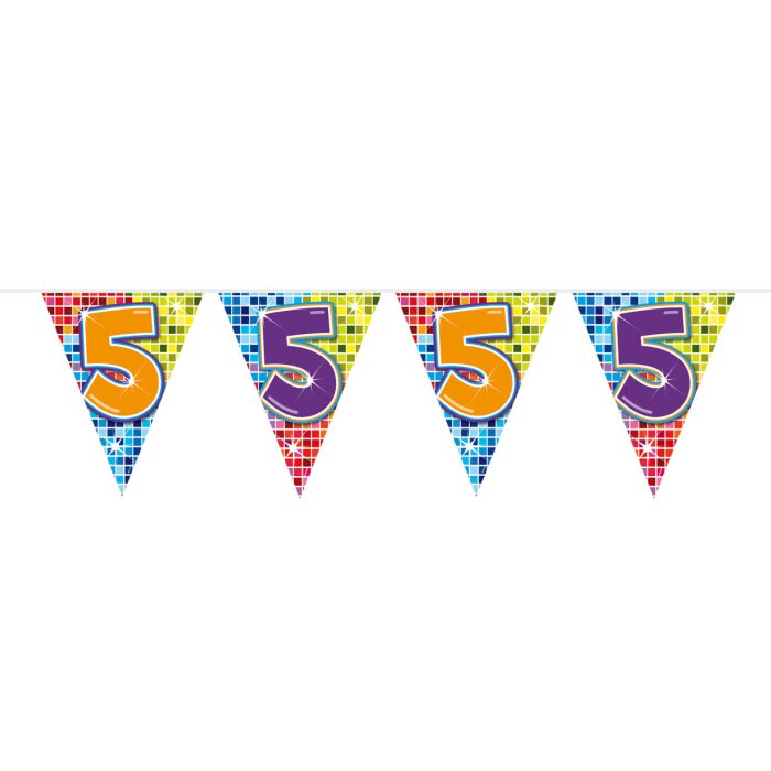 Folat 5. Geburtstag Mini-Wimpelkette Bunt - 3 Meter