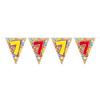 Folat 7. Geburtstag Mini-Wimpelkette Bunt - 3 Meter