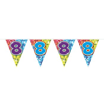 Folat 8. Geburtstag Mini-Wimpelkette Bunt - 3 Meter