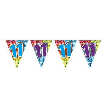 Folat 11. Geburtstag Mini-Wimpelkette Bunt - 3 Meter