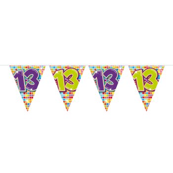 Folat 13. Geburtstag Mini-Wimpelkette Bunt - 3 Meter