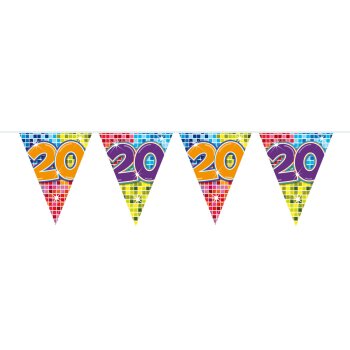Folat 20. Geburtstag Mini-Wimpelkette Bunt - 3 Meter