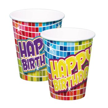 Party Pappbecher 250 ml 6 Stück Happy Brthday 60651