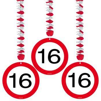 Folat 16. Geburtstag Hängedeko Verkehrsschild - 3...
