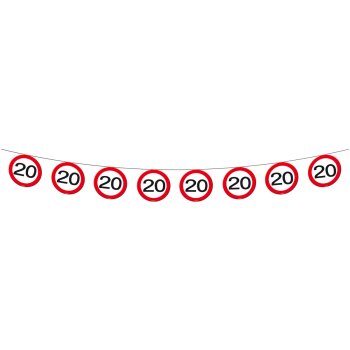 Folat 20. Geburtstag Girlande Verkehrsschild  - 12 Meter
