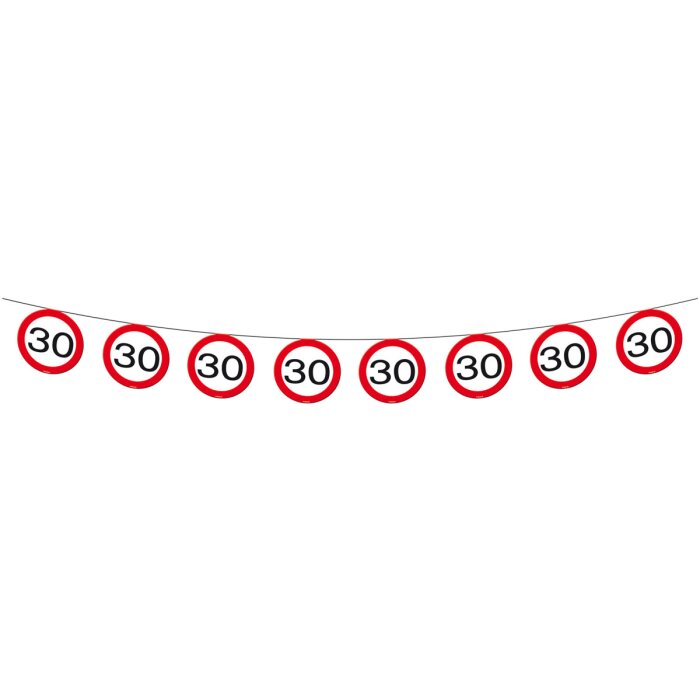 Folat 30. Geburtstag Girlande Verkehrsschild  - 12 Meter