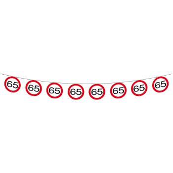 Folat 65. Geburtstag Girlande Verkehrsschild  - 12 Meter