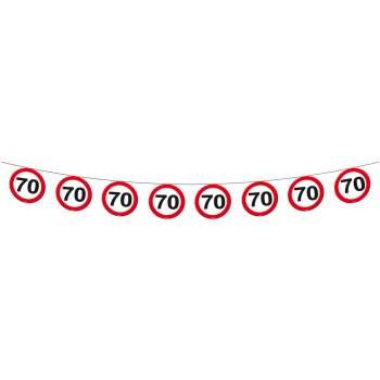 Folat 70. Geburtstag Girlande Verkehrsschild  - 12 Meter