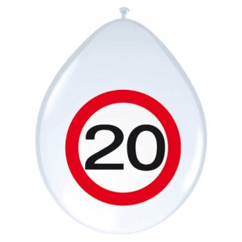 Folat Ballon 30 cm 8 Stück - Happy Birthday 20....