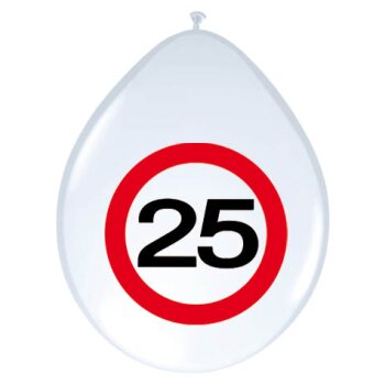Folat Ballon 30 cm 8 Stück - Happy Birthday 25....