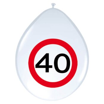 Folat Ballon 30 cm 8 Stück - Happy Birthday 40....