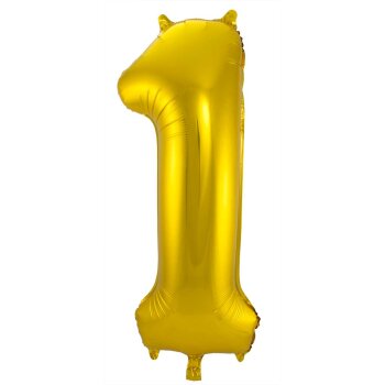 Folat Goldener Folienballon Ziffer / Zahl 1 - 86 cm