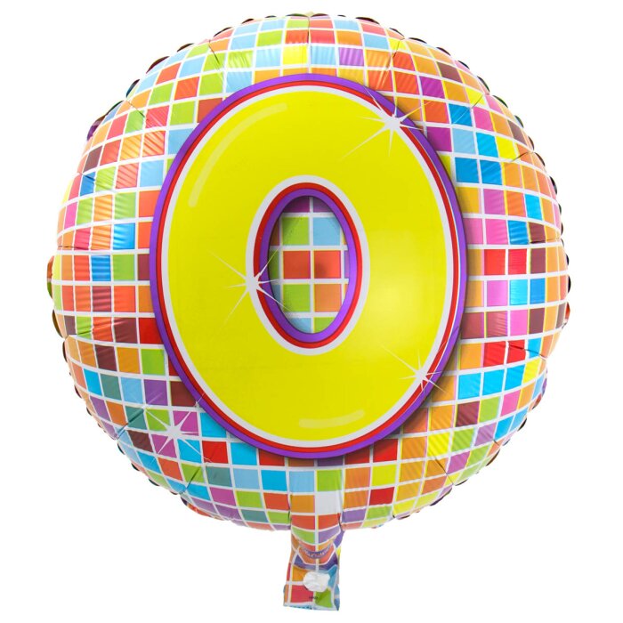 Folat fóliový balón s číslom 0, vzor kocky - 43 cm