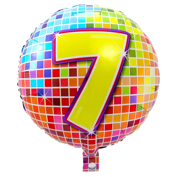 Folat Folienballon 43 cm 1 Stück Happy Birthday 7 Jahre unverpackt