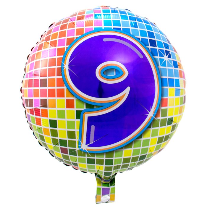 Folat fóliový balón s číslom 9, vzor kocky - 43 cm